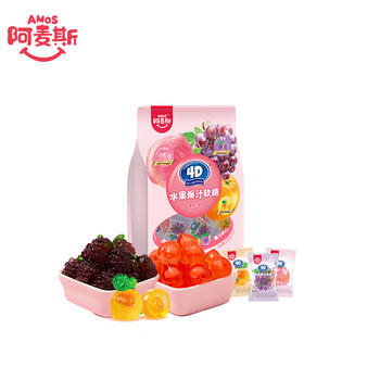 阿麦斯（amos）4d水果爆汁软糖 228g/袋 果汁夹心糖果 儿童休闲零食 橡皮糖 /休闲食品 /糖果 /软糖 商品图0