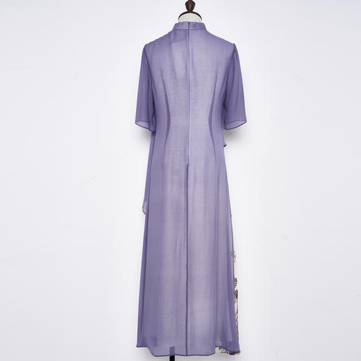 吉祥衣家新中式国风蚕桑丝裙子显瘦修身女装蝶之舞刺绣真丝连衣裙 商品图2