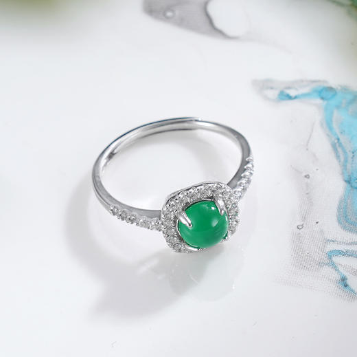 子佩集S925银【碧野千祥】戒指【JZ012871】纯银绿玉髓方块2507 商品图2