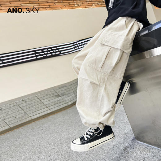 韩国AS品牌正品男童春秋直筒伞兵工装裤2025新款儿童秋装宽松裤子 商品图2