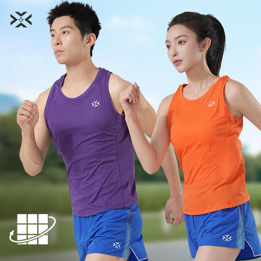 有为者/男女款训练跑步背心呼吸方格轻量速干排汗男女款透气轻薄跑步背心 商品图1