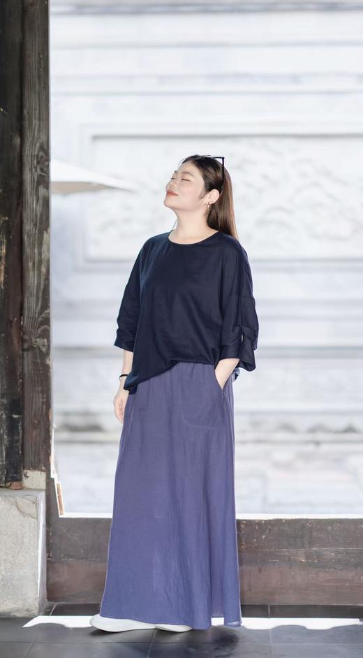 现货现发【棉麻七分袖上衣】百分百亚麻面料，酵素染色工艺，德隆的棉麻面料，自然工艺，天然纯净，超长落肩设计，袖子微喇开叉花瓣袖，遮手臂肉，手臂肉肉多一定要入手 商品图10