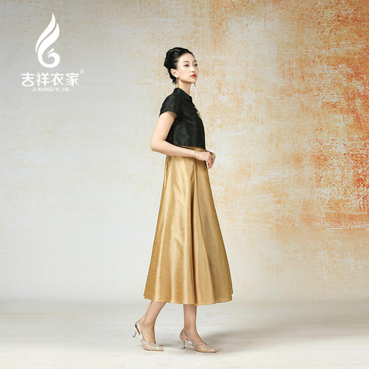 吉祥衣家新中式国风春夏新款裙子气质显瘦修身女装蒹葭苍苍连衣裙 商品图2