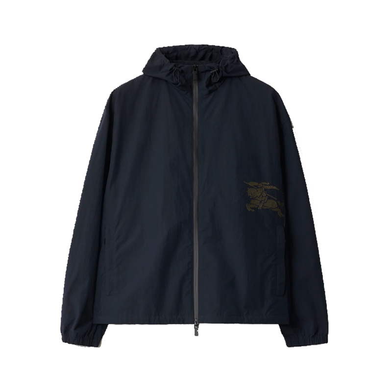BURBERRY 巴宝莉 男士马术骑士徽标印花尼龙棉连帽外套 深蓝色 8104913 C1765