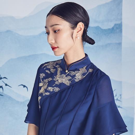 吉祥衣家新中式国风高定真丝高端气质显瘦修身女装楼笙连衣裙 商品图1