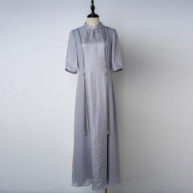 吉祥衣家新中式国风夏新款裙子气质显瘦修身女装云水之涯连衣裙