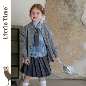 littletime女童套装2025秋冬新款儿童洋气学院风外套百褶裙三件套