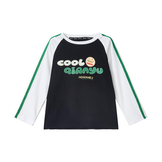 笛莎千与2025秋季新款女童时尚拼色趣味印花长袖T恤 商品图4