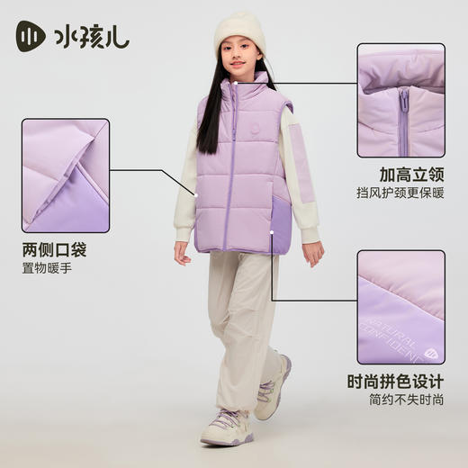 水孩儿童装棉马甲三防2025秋冬新品男童保暖背心女童立领坎肩外套 商品图3