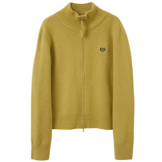 三彩2025冬季新款绣花立领针织衫宽松长袖拉链开衫简约毛衫M 商品图4