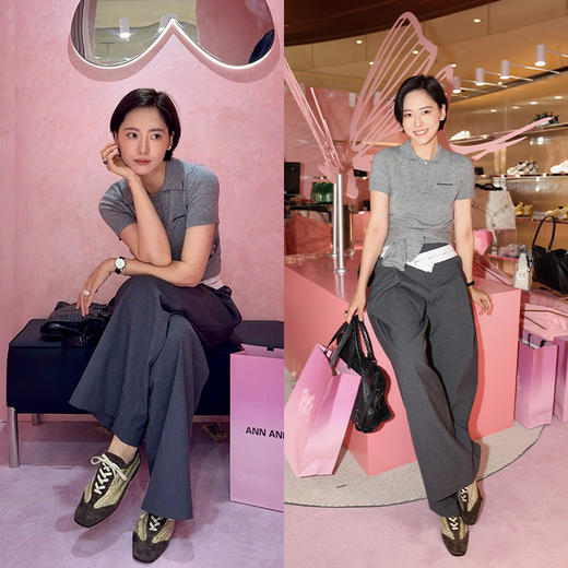 HIDEMI 进口巧克力色麂皮拼接编织复古德训绑带球鞋 商品图3