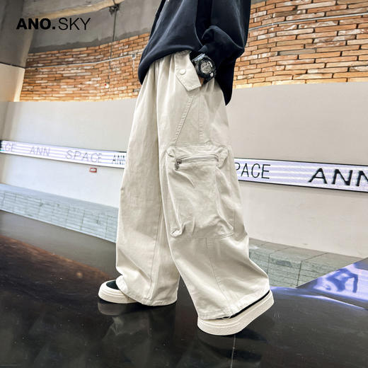 韩国AS品牌正品男童春秋装卡其色薄款裤子儿童宽松直筒新款工装裤 商品图1