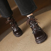 阿么手工女鞋英伦风厚底真皮马丁靴高跟7CM显瘦系带机车短靴冬季 商品缩略图2