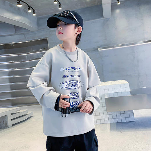 男大童春装韩范假两件长袖T恤2025新款儿童男孩春秋宽松薄上衣潮 商品图1