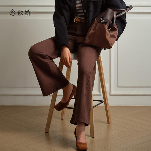 【商场同款】CNT5893 “ 摩卡棕牛仔裤” 窄版阔腿裤 巧用分割线营造3D塑形显瘦效果 牛仔裤 商品图1