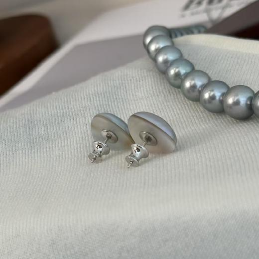 海水几何马贝耳钉，925纯银配件 商品图5