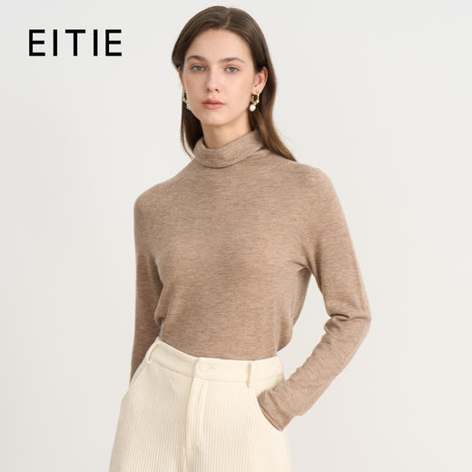 【薄款打底针织衫】EITIE爱特爱舒适羊毛高领保暖内搭2025秋新款针织衫C2501810 商品图6