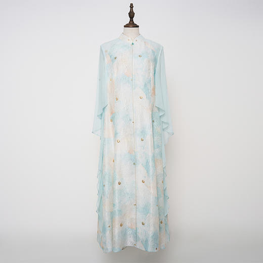 吉祥衣家中国风真丝新中式复古2025新款春夏款女装碧秀玉兰连衣裙 商品图1