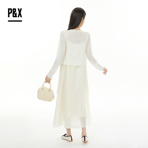 P&X设计师女装2025秋季荷叶边连衣裙吊带套装长裙 825314155 杏色 商品图4