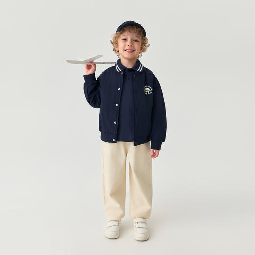 【无氟防泼水】马克珍妮男童猫咪宇航员夹棉棒球服2025年秋装新款551361 商品图3