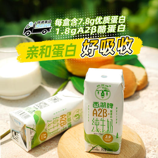 【快递直达】西湖牌钻石包A2β-酪蛋白纯牛奶200mL*10盒*1箱 商品图6
