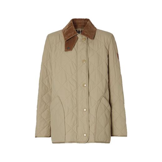 【一】BURBERRY 巴宝莉 女士菱形绗缝尼龙夹克棉服 卡其色 8021468 A1366 商品图0