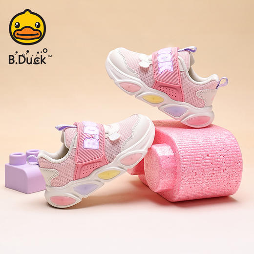 B.Duck小黄鸭童鞋春秋闪灯防滑常规运动24-30 B3686829 商品图6