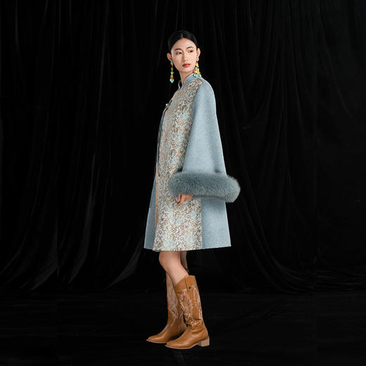 吉祥衣家新中式国风羊毛大衣气质保暖显瘦修身女装言若丹青外套 商品图2