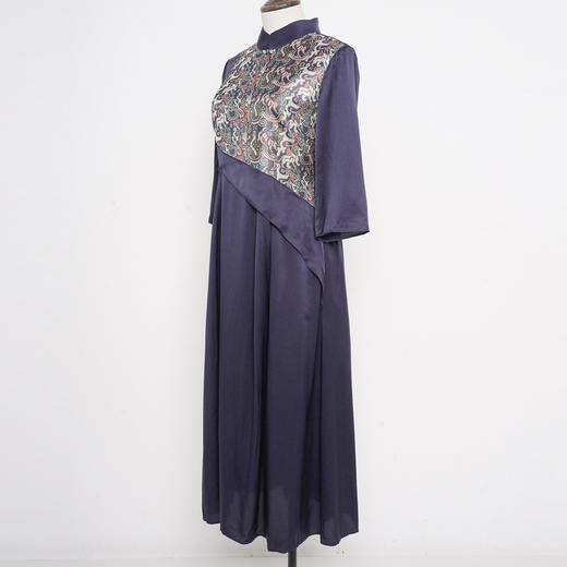 吉祥衣家新中式国风桑蚕丝裙子气质修身女装东方之星连衣裙 商品图2