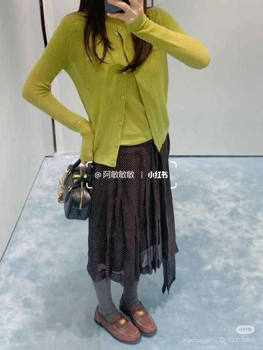 88-4 独家圆正miu马卡龙色镂空精纺羊绒小开衫 建议167/130穿44码。我135穿44略修身 商品图12