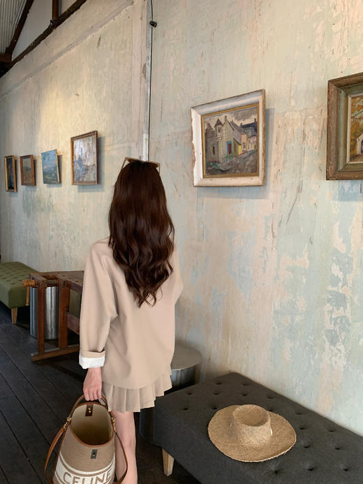 金蘑菇菇 黑标线 醋酸天丝西装/休闲廓形西装外套女韩版宽松西服 商品图5