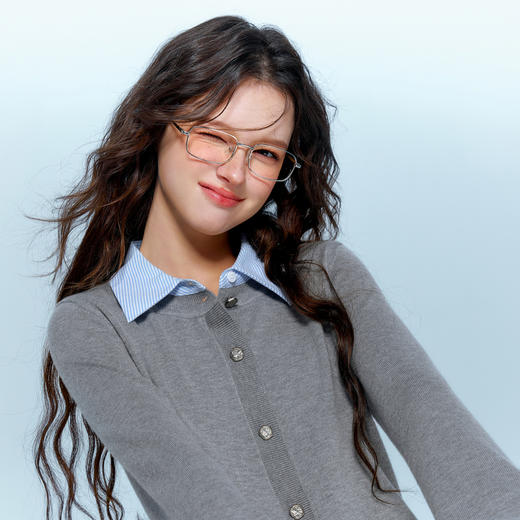 三彩2025冬季新款假两件翻领针织衫长袖开衫简约显瘦百搭M 商品图1