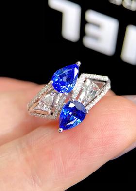 2.15ct刻面蓝宝石戒指