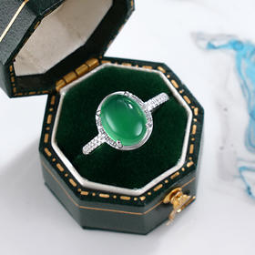 子佩集S925银【翠送丰年】戒指【JZ016296】纯银绿玉髓椭圆2507