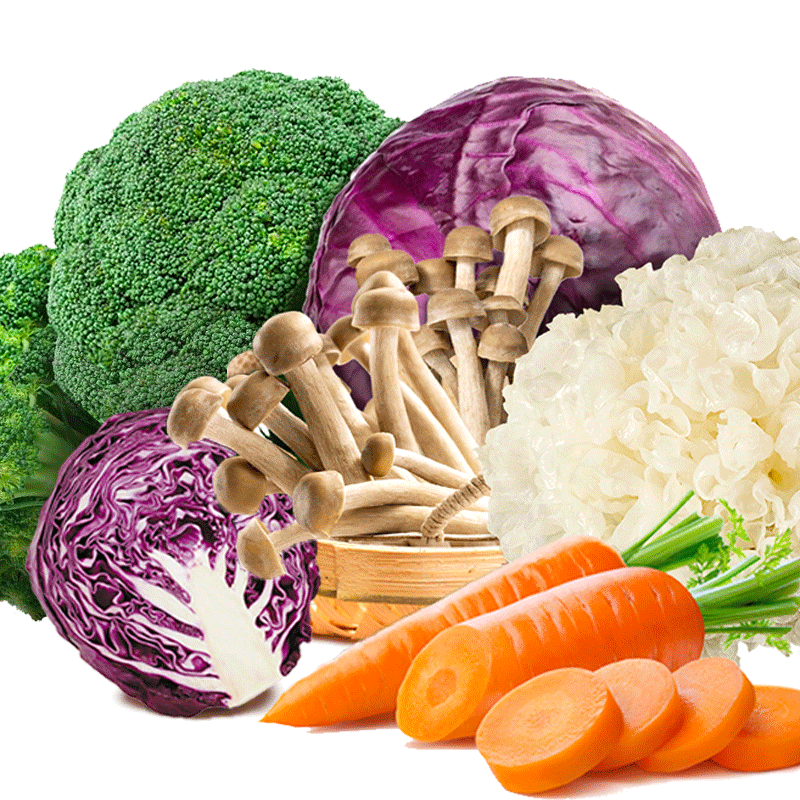 有机蔬菜组合 银耳紫甘蓝西兰花胡萝卜鹿茸菇