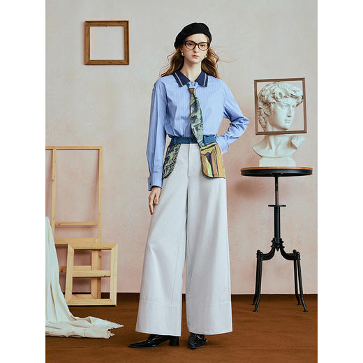 两三事 刹那华章 2025秋季新款时尚印花立体口袋阔腿休闲裤女宽松 商品图3