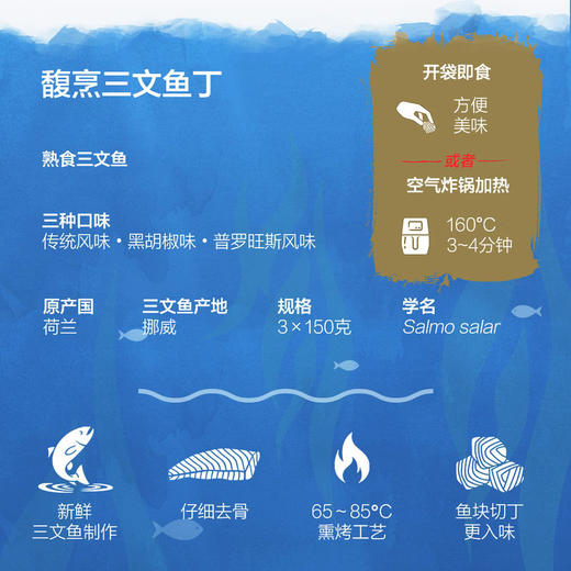 MM 山姆 FOPPEN荷兰进口馥烹熏烤大西洋三文鱼丁 450g（150g*3） 商品图1