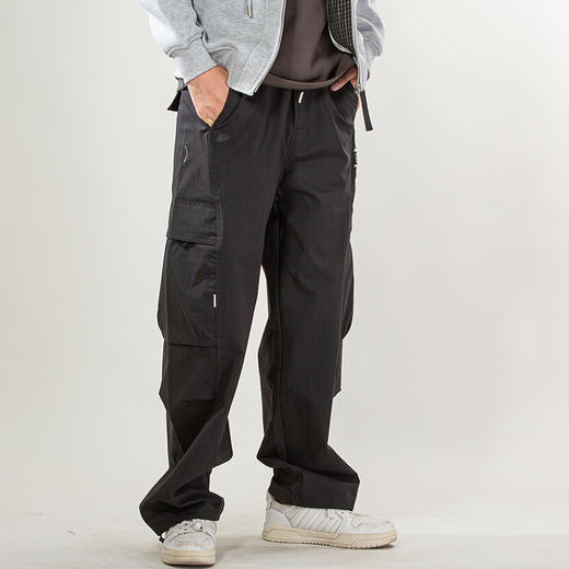 DRONKOO 2025 抽绳松紧腰口袋隐形拉链抽绳脚口中厚工装长裤 商品图3