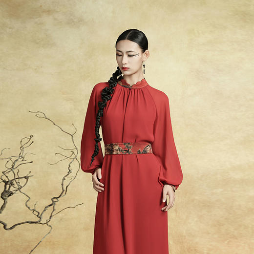 吉祥衣家新中式国风春夏新款高端气质显瘦修身女装红尘若梦连衣裙 商品图4