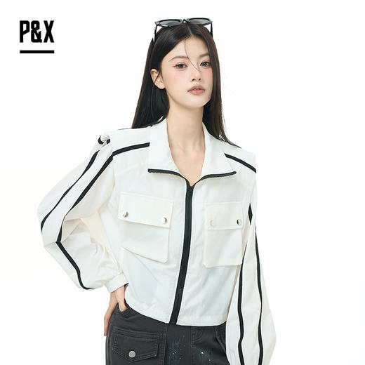 P&X设计师女装2025秋季休闲风百搭长袖短款外套825313173 白色 商品图1