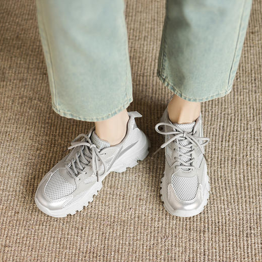 阿么手工女鞋网面透气休闲鞋女增高5.5CM软底舒适不累脚2025新款 商品图2