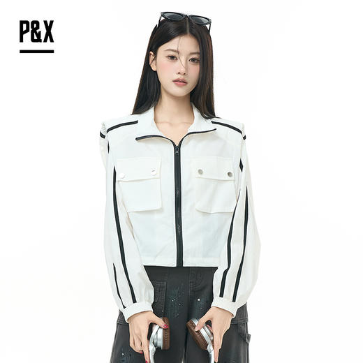 P&X设计师女装2025秋季休闲风百搭长袖短款外套825313173 白色 商品图0