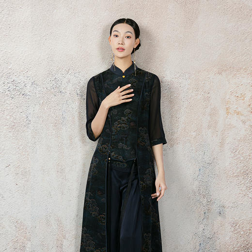 吉祥衣家中国风新中式复古女装桑蚕丝新款春款渺若云烟套装上下套 商品图4