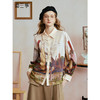 两三事 未央海雾 2025秋季新款文艺风印花拼色长袖衬衫女宽松 商品缩略图0