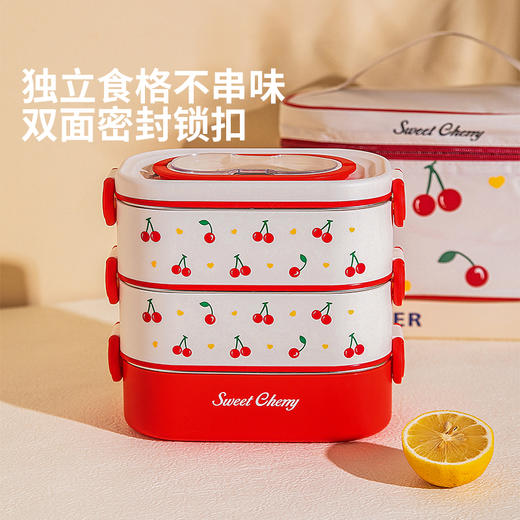 摩登主妇樱桃304不锈钢保温饭盒微波炉加热上班族2025新款便当盒 商品图2