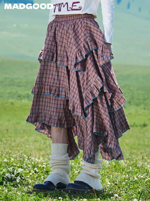 马得工地/MDGDBQ13634/不规则密拷格子裙 商品图0