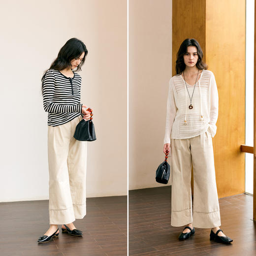 HeyDress宽松民族风叠褶九分裤 商品图3