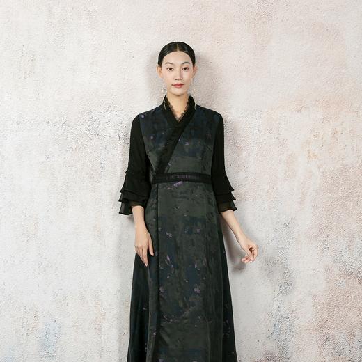吉祥衣家新款新中式真丝复古国风轻奢气质高级感女装禅意境连衣裙 商品图3
