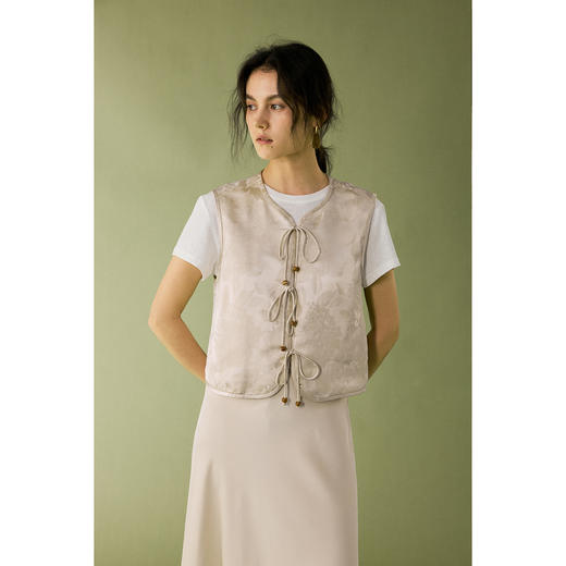 HeyDress提花缎面系绳马甲 商品图3