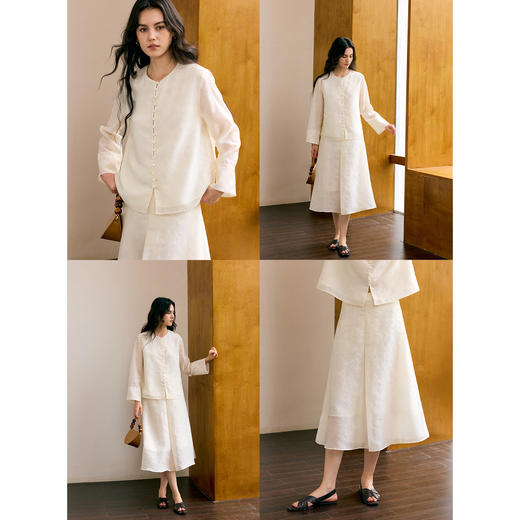 HeyDress网纱提花圆领外套/网纱提花A摆半裙 商品图1